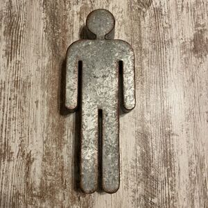 Galvanized Metal Rustic Sign Wall Decor Men's Bathroom Symbol 3D 14" Boy's